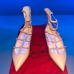 Christian Louboutin Nude Strappy Flats